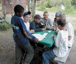 Reid, Miles, James, Rob, Spencer and Al relax before their Survival Hike