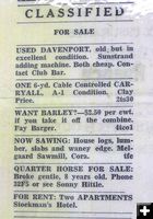 1953 Classified Ads. Photo by Dawn Ballou, Pinedale Online.