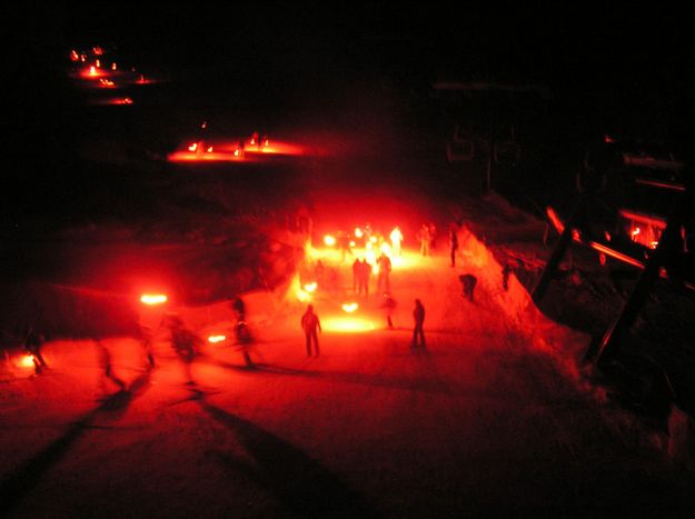 Lighted Skiers. Photo by Bob Rule, KPIN 101.1 FM.