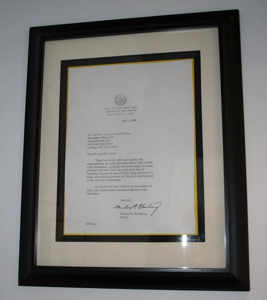 Mayor Bloomberg Letter. Photo by Dawn Ballou, Pinedale Online.