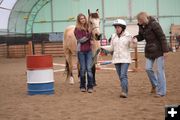 Starting around the barrel. Photo by M.E.S.A. Therapeutic Horsemanship.