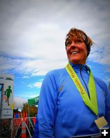 Sue Holz at the Finish. Photo by Terry Allen.