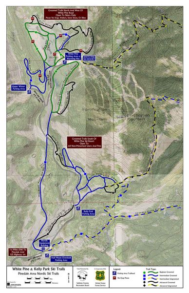 White Pine Kelly Park XC Trails Map. Photo by Sublette County Recreation Board.