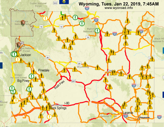 Jan 22 road conditions. Photo by Wyomind Department of Transportation.