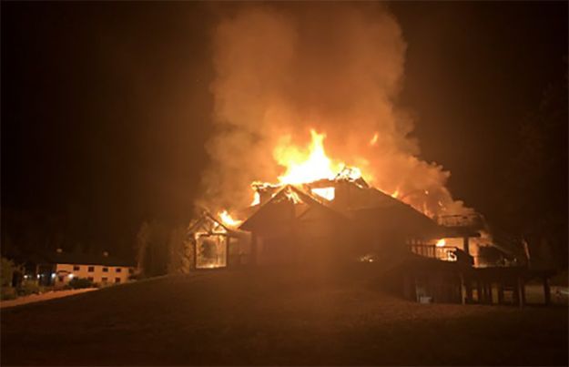 Fire at White Pine Lodge. Photo by Sublette County Unified Fire.
