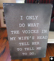 Voices in my wife's head. Photo by Dawn Ballou, Pinedale Online.