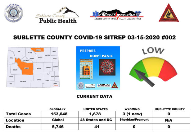 COVID-19 stats. Photo by Sublette County Sheriff's Office.