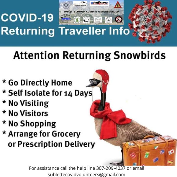 Snowbird Advisory. Photo by Sublette COVID-19 Response Group.