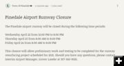 Runway closures. Photo by Town of Pinedale.