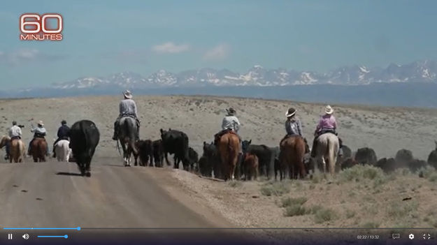 Riding in view of the Wind River Mountains. Photo by 60 Minutes.