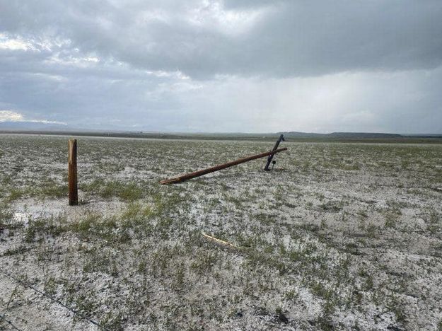 Snapped power pole. Photo by Deputy Dan Ruby, SCSO.