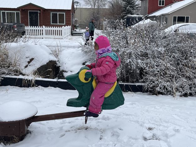 Riding the frog. Photo by Mindi Crabb.