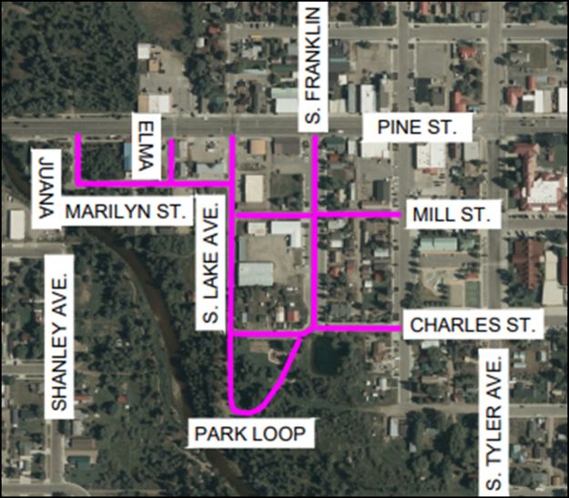 Park Loop chip seal map. Photo by Town of Pinedale.