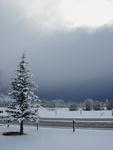 Spring lightning, thunder and snow storm