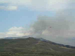 A tanker just finished dropping retardant