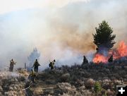 Putting in the burn buffer. Photo by Clint Gilchrist, Pinedale Online.