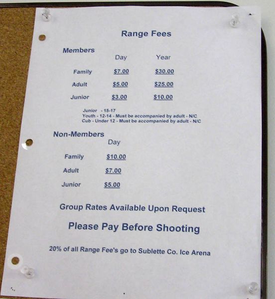 Range Membership Fees. Photo by Dawn Ballou, Pinedale Online.
