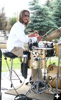 Ryan on the drums. Photo by Pam McCulloch, Pinedale Online.