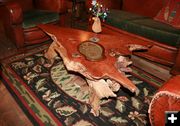 Redwood Coffee Table. Photo by Dawn Ballou, Pinedale Online.
