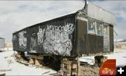 Graffiti covered Moondance. Photo by CBS Early Across America.