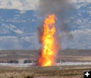 Tower of flames. Photo by Jennifer Frazier, Wyoming Department of Environmental Quality..