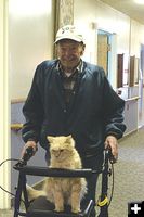Roy Snow and 'Lucky' cat. Photo by Sam Luvisi, Sublette Examiner.