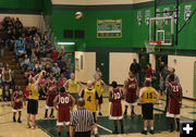 Tyler's free throw. Photo by Dawn Ballou, Pinedale Online.