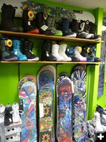 Kids snowboards. Photo by Dawn Ballou, Pinedale Online.