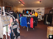 Clothing upstairs. Photo by Dawn Ballou, Pinedale Online.