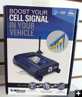 Cell signal booster for vehicle. Photo by Dawn Ballou, Pinedale Online.