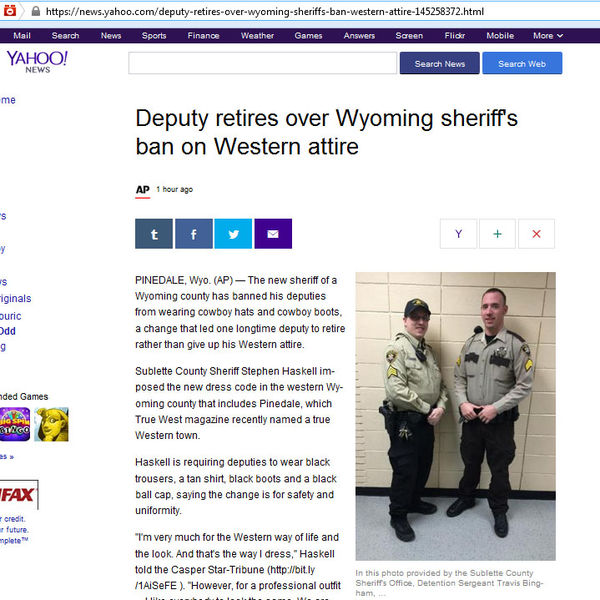 SCSO on Yahoo AP News. Photo by Pinedale Online.