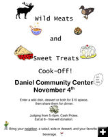 Wild Eats & Scrumptious Sweets Cookoff Supper Nov. 4th . Photo by .