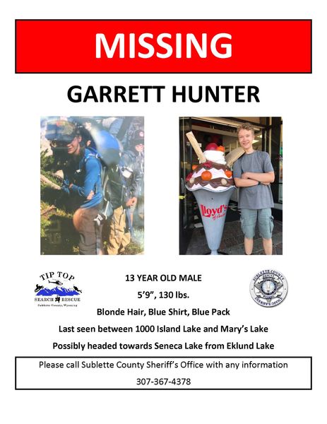 Missing youth. Photo by Sublette County Sheriff's Office.