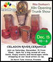 Kiln Opening Trunk Show Dec. 15. Photo by Painted Dreams Gallery.