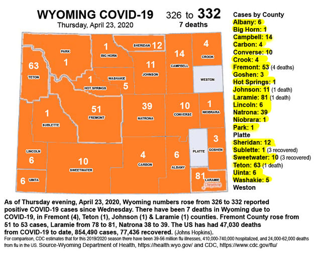 April 23rd Wyoming map. Photo by Pinedale Online.