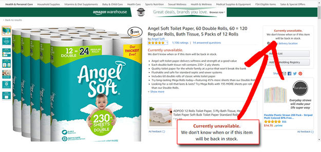 No TP on Amazon either. Photo by Pinedale Online.