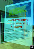 Closed since March 16th. Photo by Dawn Ballou, Pinedale Online.
