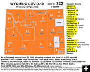 April 23rd Wyoming map. Photo by Pinedale Online.