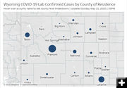 Cases by County. Photo by Wyoming Department of Health.