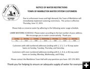 Marbleton watering restrictions. Photo by Town of Marbleton.