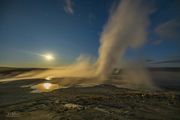 Fountain Geyser And The Full Moon. Photo by Dave Bell.