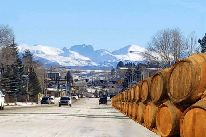 Ice Wine kegs ready for shipping from Pinedale, Wyoming