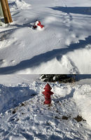 Two fire hydrants observed around Pinedale after heavy snow in early January 2022.