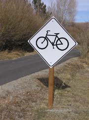 Sign along bike path near Pinedale